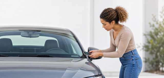 Woman scanning vehicle VIN with ReadyVin